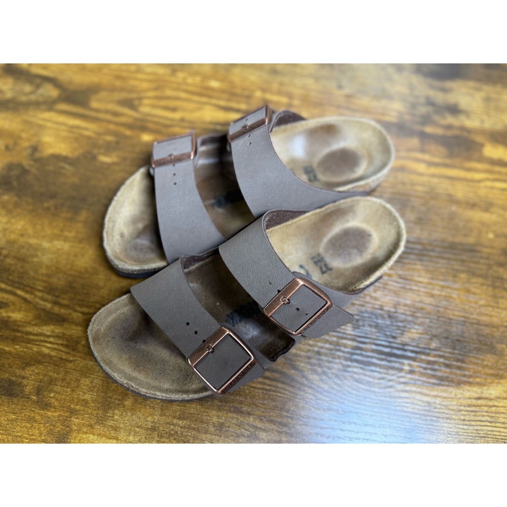 Birkenstock Arizona Birko-Flor Mocha Brown Sandals Two Strap Slides Size 37 L6
